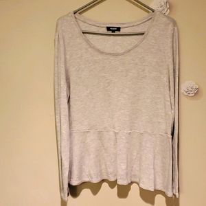 Grey peplum top, L, size 10/12 worn once.